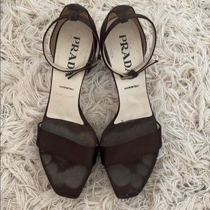 Brown Satin Prada Heels